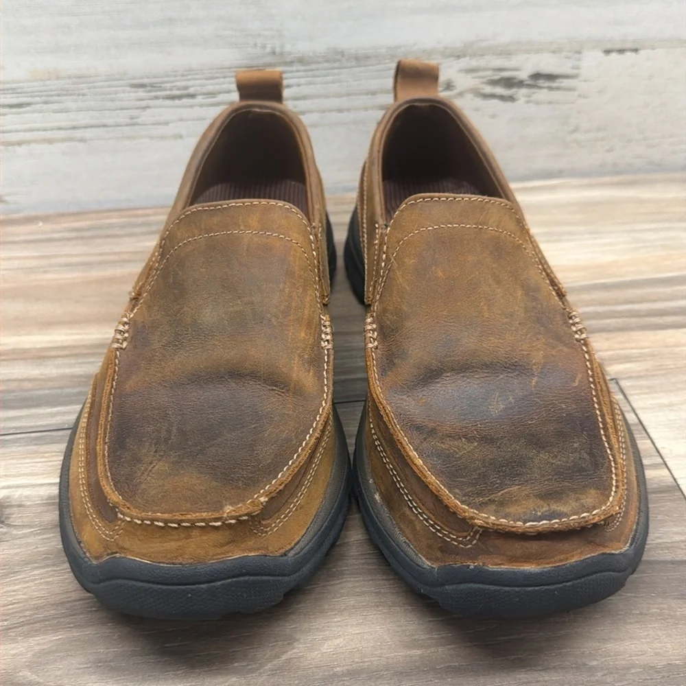 Skechers 6202 Mens Superior Gains Brown Leather Memory Foam Loafers Shoes 8